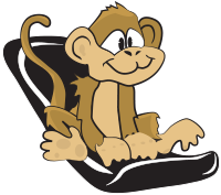Affe auf Schlitten
